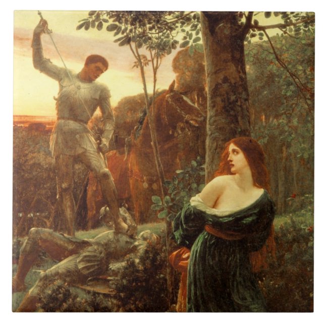 Chivalry (nach Frank Dicksee) Fliese (Vorderseite)