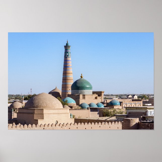 Chiwa, Usbekistan - Islam Khodja Minaret & Moschee Poster (Vorne)
