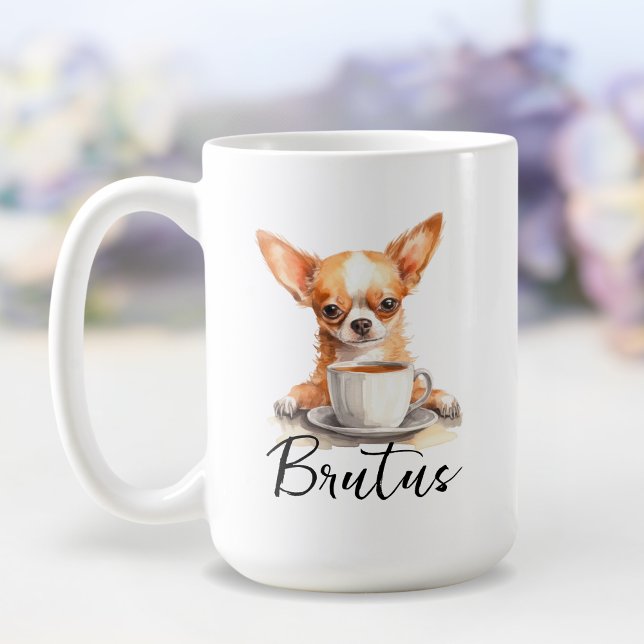 Chiwawa chien avec tasse de café, chien avec attit (Créateur téléchargé)