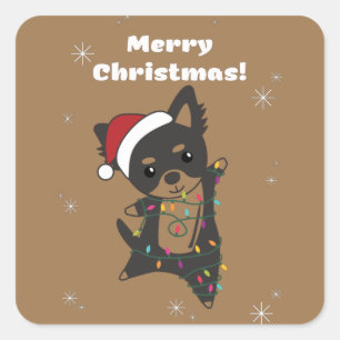 Chiwawa Christmas Dog Winter Animals Dogs Square S Quadratischer Aufkleber