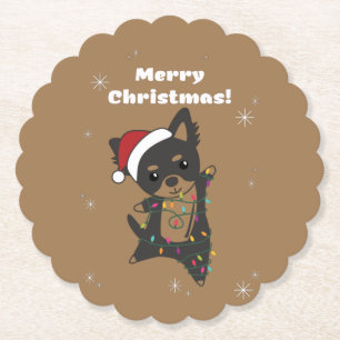 Chiwawa Christmas Dog Winter Animals Hunde Paper C Untersetzer