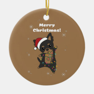 Chiwawa Christmas Dog Wintertiere Hunde Keramik Ornament
