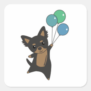 Chiwawa Hund fliegt mit Balloons Quadratischer Aufkleber