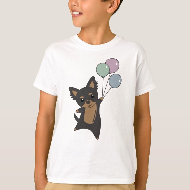 Chiwawa Hund fliegt mit Balloons T-Shirt (Vorderseite)
