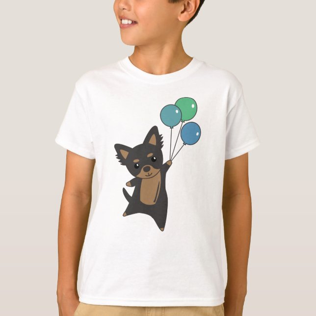 Chiwawa Hund fliegt mit Balloons T-Shirt (Vorderseite)