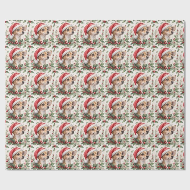Chiweenie Christmas Wrapping Paper Geschenkpapier (Flach)