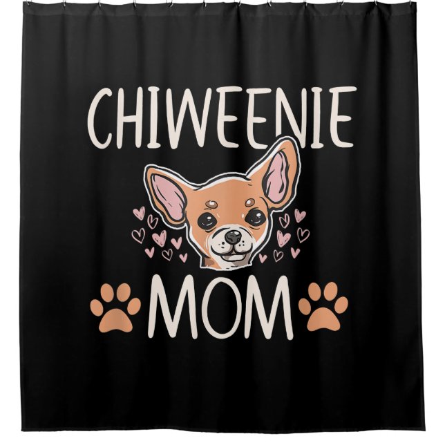 Chiweenie Mom chihuahua niedlicher Hundebesitzer L Duschvorhang (Vorderseite)