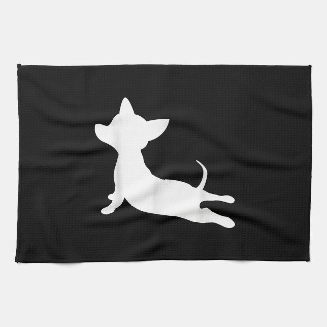 Chiweenie Yoga-Geschenk, Chihuahua-Dackel Geschirrtuch (Horizontal)