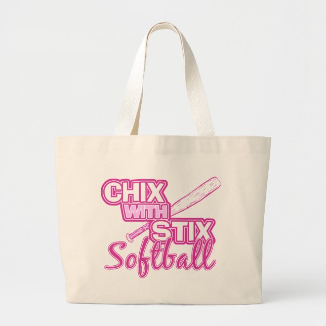 Chix mit Stix Softball Jumbo Stoffbeutel (Vorne)