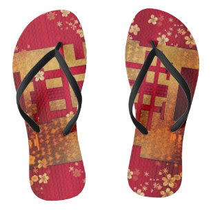 Chiyogami japonais rouge et or Motif tongs