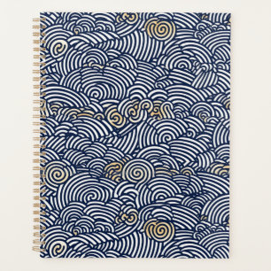 Chiyogami-Planer in Blau und Weiß Planer