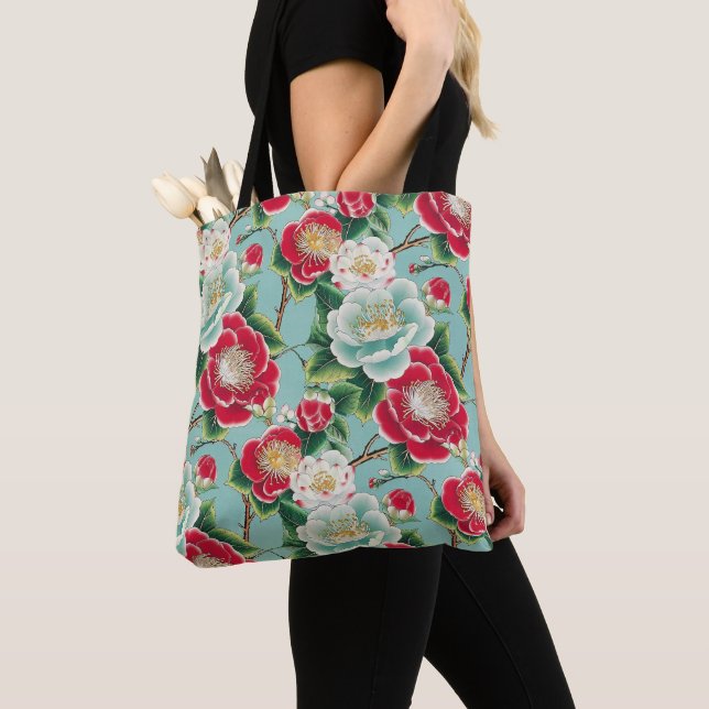 Chiyogami Red and White Camellias Pattern Tasche (Von Nahem)