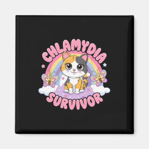 Chlamydia Survivor Cat Meme Witzige Shirts für Män Magnet