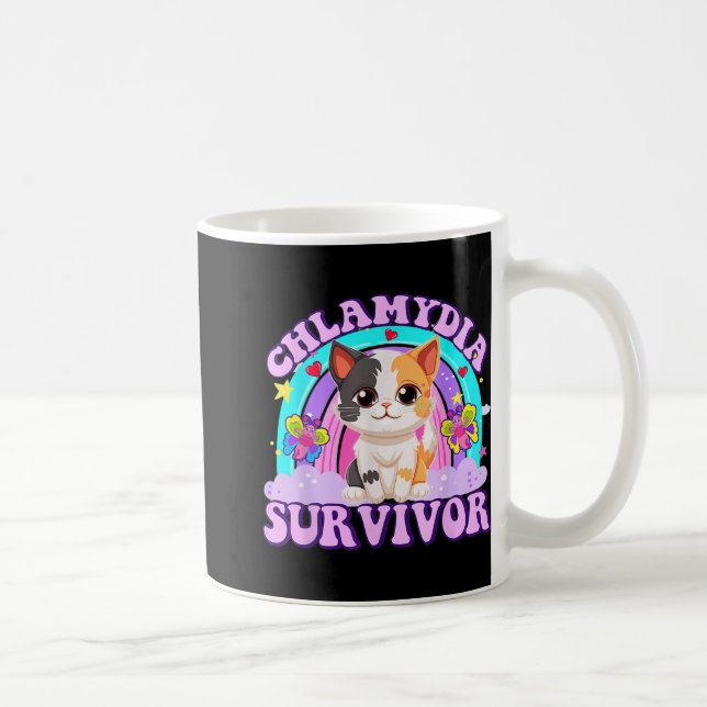 Chlamydia Survivor Cat Rainbow Kaffeetasse (Rechts)