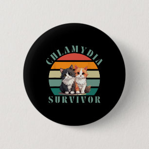 Chlamydia Survivor Retro Sarcastic Ironic Y2k Inap Button