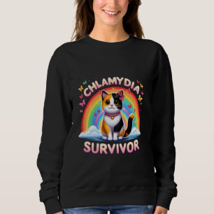 Chlamydia Survivor Sarcastic Ironic Y2K Inappropri Sweatshirt