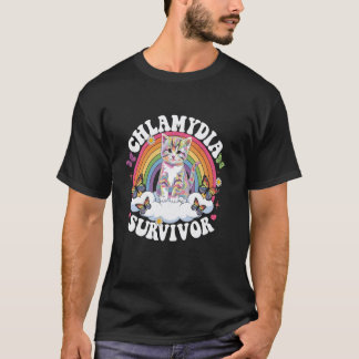 Chlamydia-Überlebender-Katze-Meme-Regenbogen-Männe T-Shirt