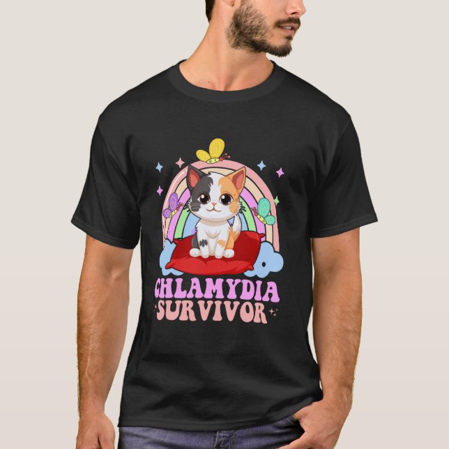 Chlamydia-Überlebender Regenbogen-Katz-Bakterium E T-Shirt (Vorderseite)