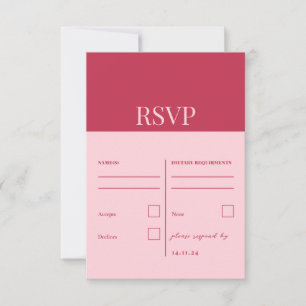 CHLOE Moderne, fett rosa Details Antwortkarte RSVP Karte