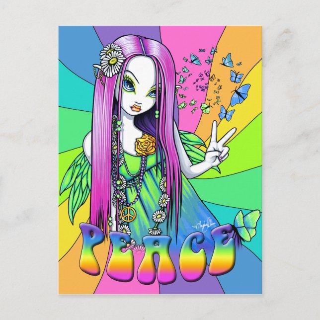 Chloe Peace Hippie Rainbow Fairy Carte postale (Devant)