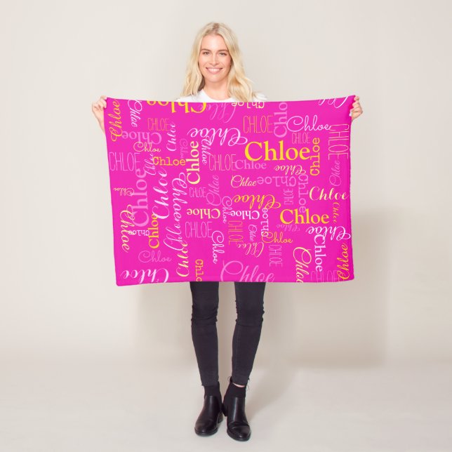 Chloe personalisierter kurzer Name Hot-Rosa Decke (Beispiel)