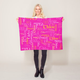 Chloe personalisierter kurzer Name rosa Decke