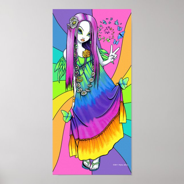 "Chloe" Rainbow Peace Hippie Fairy Poster (Vorne)