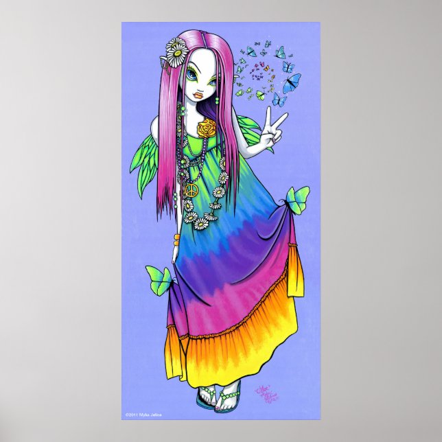 "Chloe" Rainbow Peace Hippie Fairy Poster (Vorne)