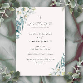 Chloe Simple Elegant Grüne Christliche Hochzeit Save The Date