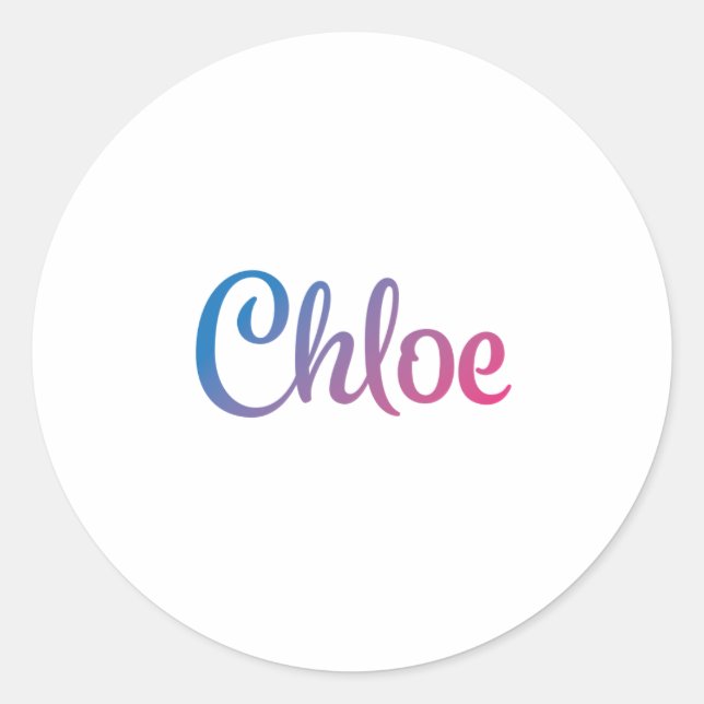 Chloe Stylish Cursive Runder Aufkleber (Vorderseite)