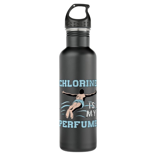 Chlor ist mein Parfüm Schwimmbad Edelstahlflasche (Vorderseite)