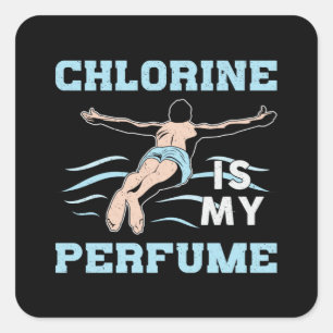 Chlor ist mein Parfüm Schwimmbecken Quadratischer Aufkleber