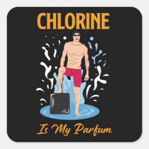 Chlor ist mein Partum - Schwimmer-Design Quadratischer Aufkleber