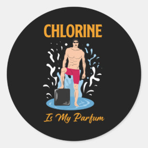 Chlor ist mein Partum - Schwimmer-Design Runder Aufkleber