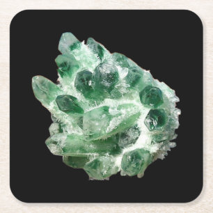 Chlorit Quarz Kristall Mineral Ästhetik Natürlich Rechteckiger Pappuntersetzer