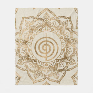 Cho Ku Rei - Pastellgold lotus mandala Fleecedecke