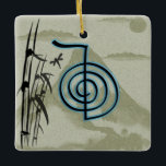 Cho Ku Rei Reiki Mountain Keramikornament<br><div class="desc">Dieses mächtige Reiki-Symbol Cho Ku Rei soll die Universelle Energie ankurbeln, den Reiki-Prozess beschleunigen und die Energie klarer machen. Es ist als Schutzsymbol bekannt und wird verwendet, um die Energie zu reinigen und Gegenstände wie Nahrung und Kristalle zu belasten. Dieses Symbol ist schwarz mit Prägung und blauem Energiebild. Ich habe...</div>