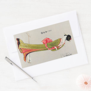 Chobunsai Eishi Japan Geisha Japan Malerei Kunst H Rechteckiger Aufkleber