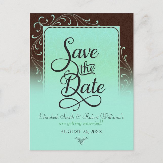 Choc Mint Decke Vintag Save the Date Postkarte (Vorderseite)