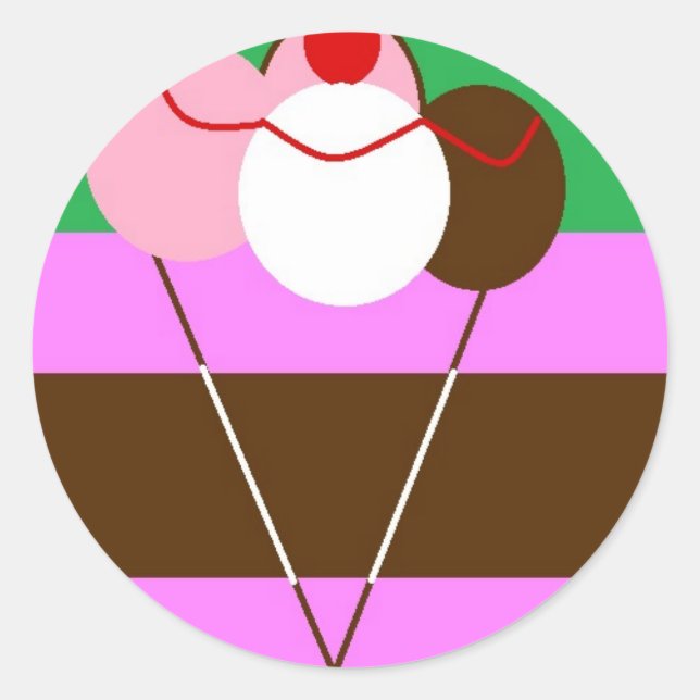 Choco-Creme-Erdbeere-Eiscreme Runder Aufkleber (Vorderseite)