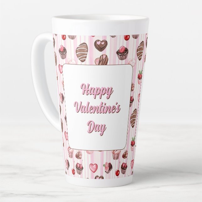 Choco Heart Anpassbare Latte-Tasse Milchtasse (Linke Ecke)