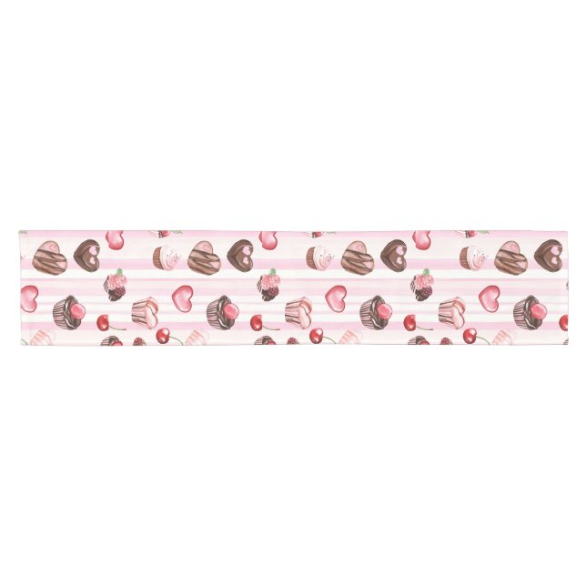 Choco Heart Large Muster Table Runner Kurzer Tischläufer (Horizontal)