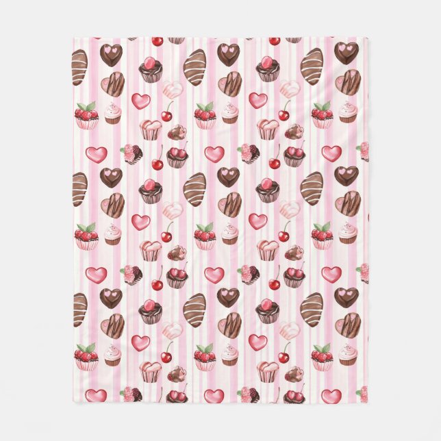 Choco Heart Valentine's Fleece Blanket (Vorderseite)