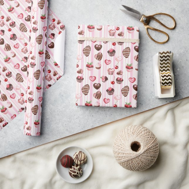 Choco Heart Valentine's Wrapping Paper Geschenkpapier (Kunsthandwerk)