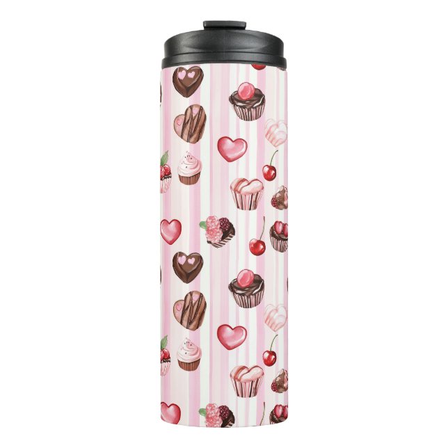 Choco Herz Große Muster Thermal Tumbler Thermosbecher (Vorderseite)