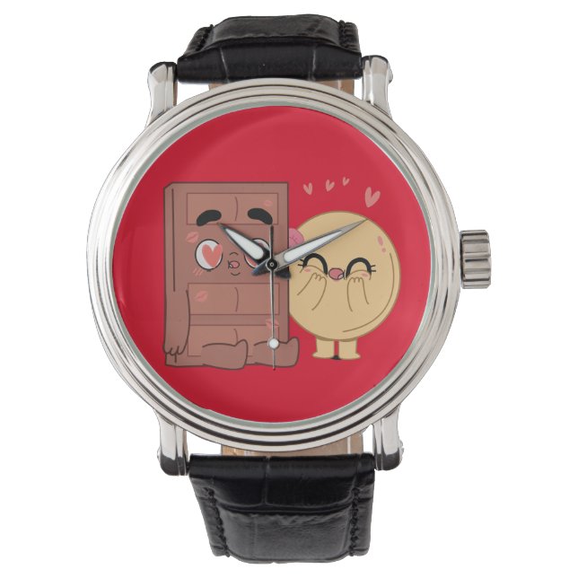 Choco und Pancake Paare Liebe Valentine Matching Armbanduhr (Vorderseite)