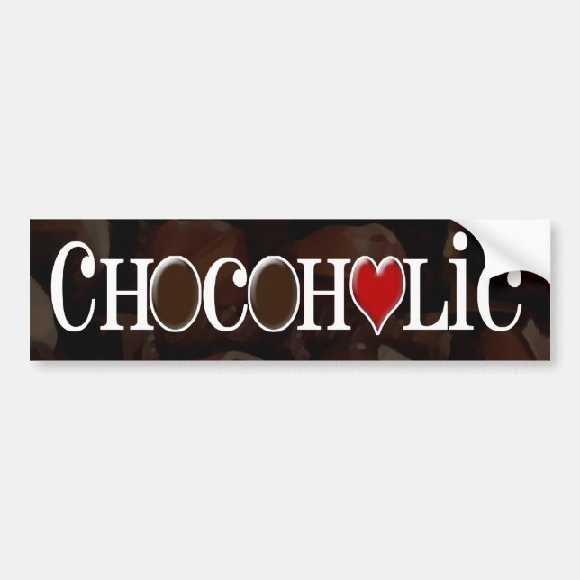 Chocoholic, dunkles Brown und rotes Herz-lustiger Autoaufkleber (Vorne)