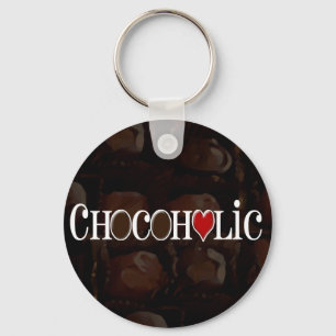 Chocoholic, dunkles Brown und rotes Herz-lustiger Schlüsselanhänger