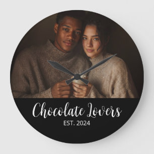 Chocoladenliebhaber-Paar Etabliert Foto-Geschenk Große Wanduhr