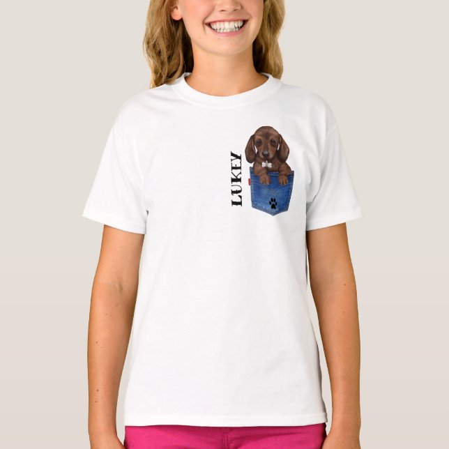 Chocolat Brown Dachshund T-shirt personnalisé (Devant)